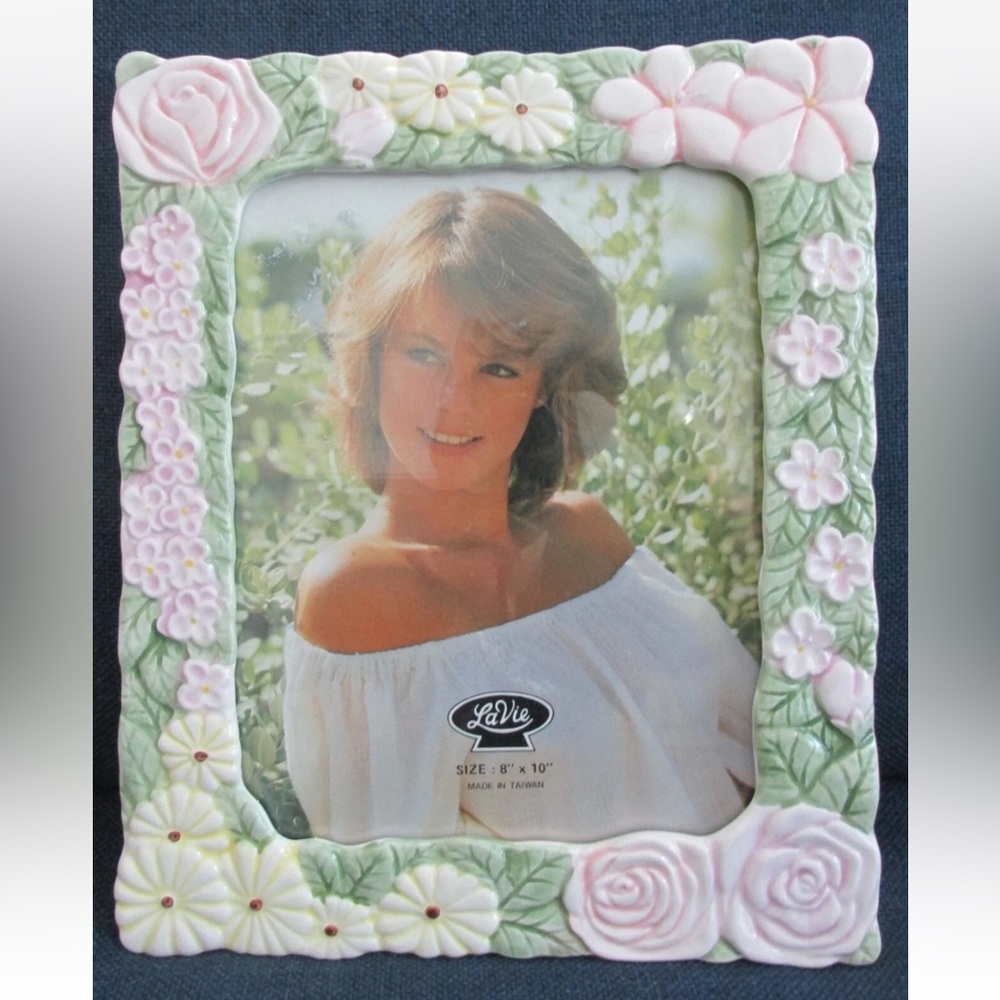 Vintage LaVie Floral Ceramic Picture Frame 8x10